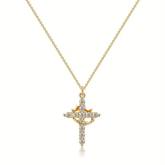 Crowned in Faith Cross Necklace (Gold & Silver)