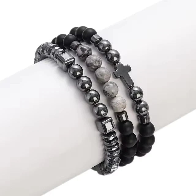 SacredStone Cross Bracelet Set