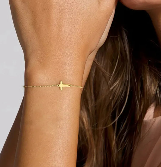 Faith Cross Bracelet (Silver & Gold)