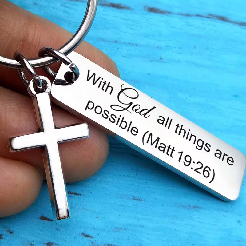 Cross Keychain: Matt 19:26