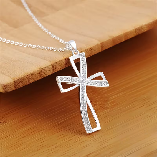 Double Cross Twisted Design S925 Sterling Silver Necklace