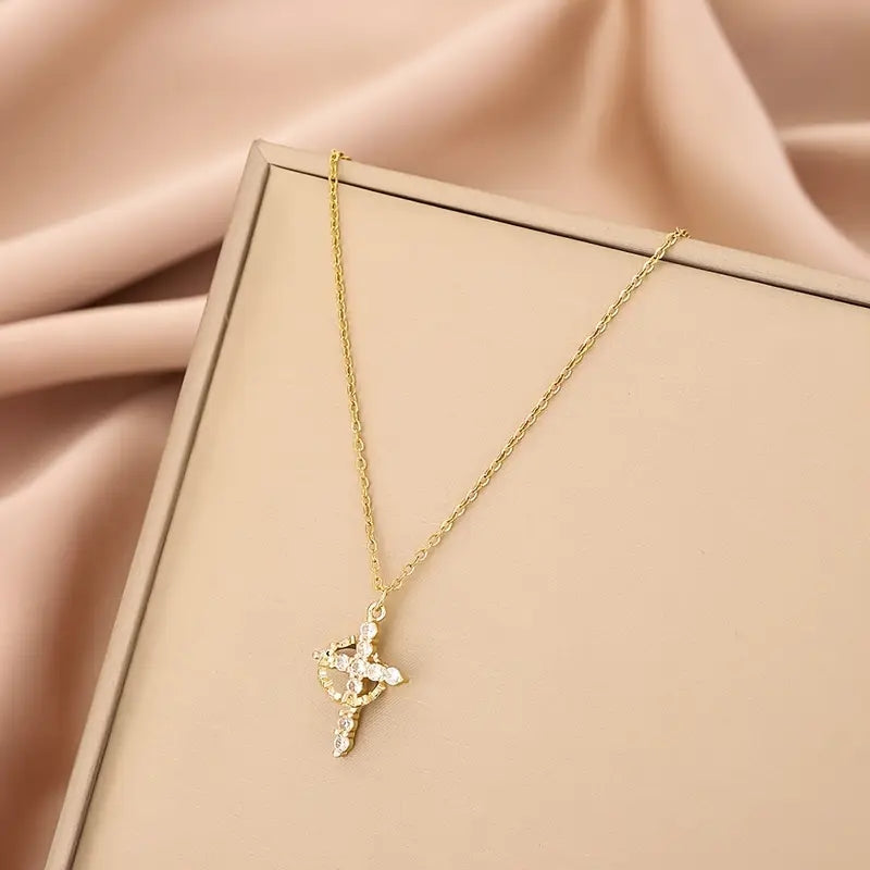 Crowned in Faith Cross Necklace (Gold & Silver)