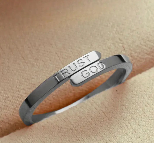Trust God Engraved Ring (Gold & Silver)