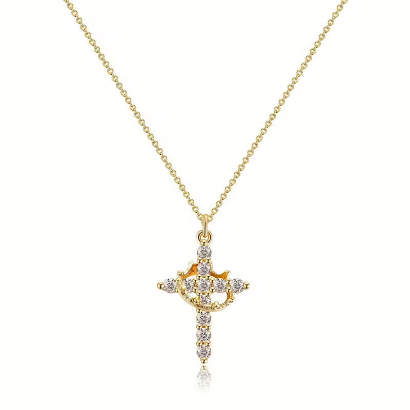 Crowned in Faith Cross Necklace (Gold & Silver)