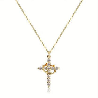 Crowned in Faith Cross Necklace (Gold & Silver)