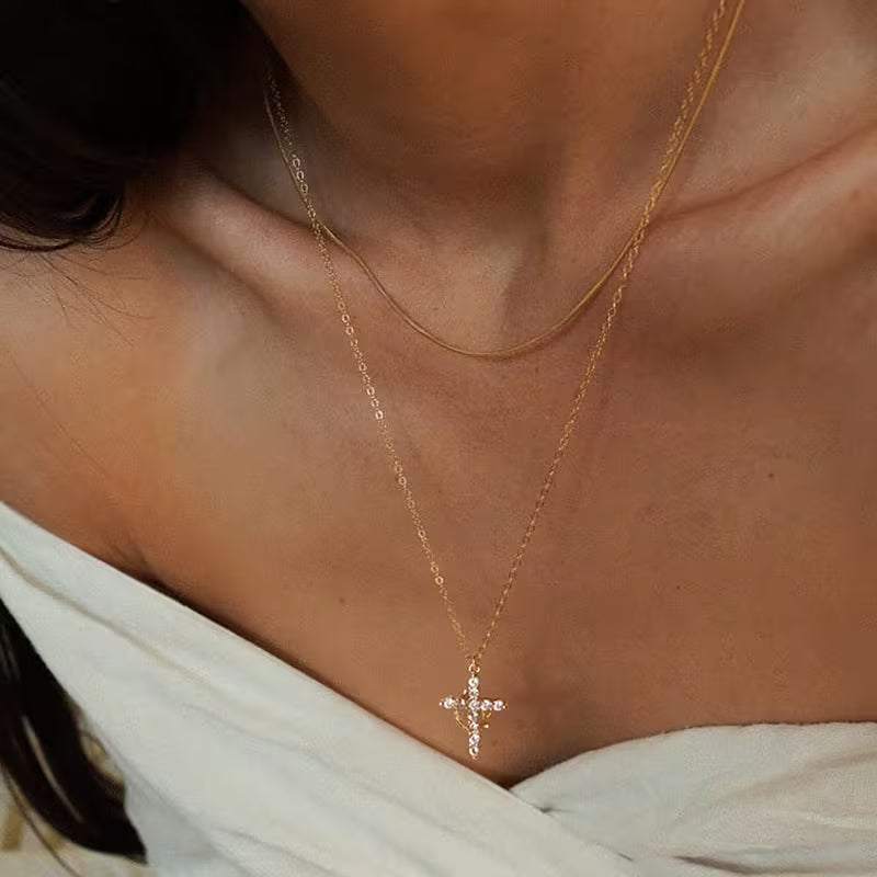 Crowned in Faith Cross Necklace (Gold & Silver)