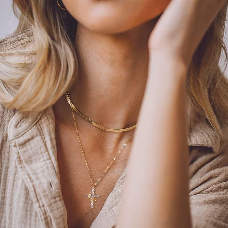 Crowned in Faith Cross Necklace (Gold & Silver)