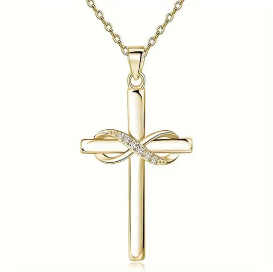 Forever in Faith Cross Necklace (Silver & Gold)