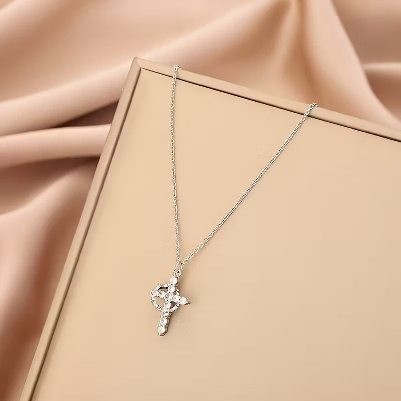 Crowned in Faith Cross Necklace S925 Sterling Silver (Gold & Silver)