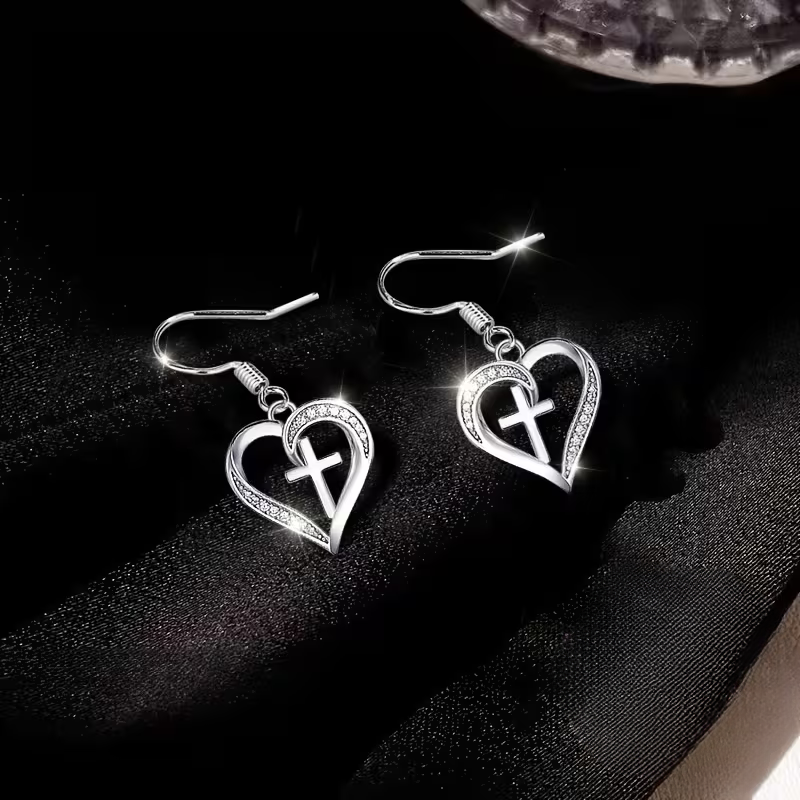 Eternal Love Cross Earrings S925 Sterling Silver
