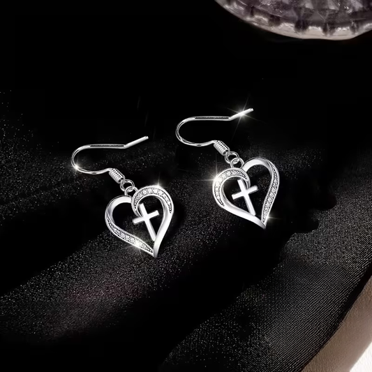 Eternal Love Cross Earrings S925 Sterling Silver