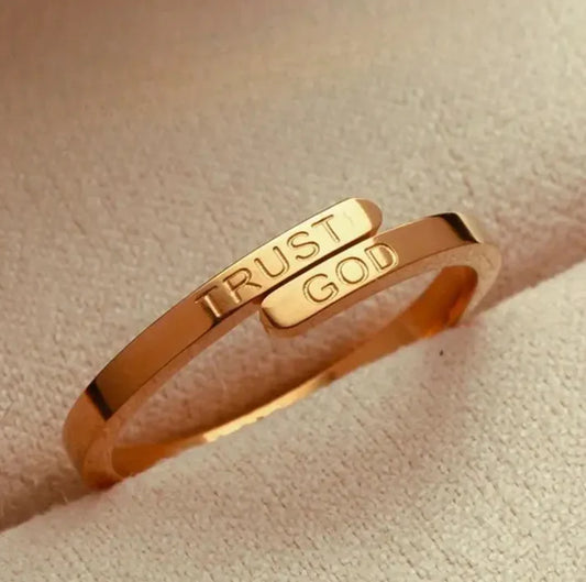 Trust God Engraved Ring (Gold & Silver)
