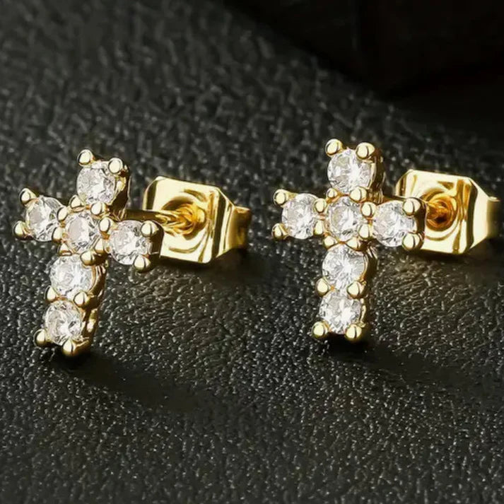 Shine Cross Earrings (Silver & Gold)
