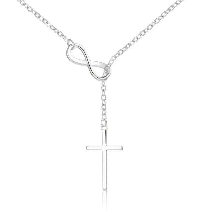 Infinite Faith Cross Necklace - Stainless Steel & Sterling Silver