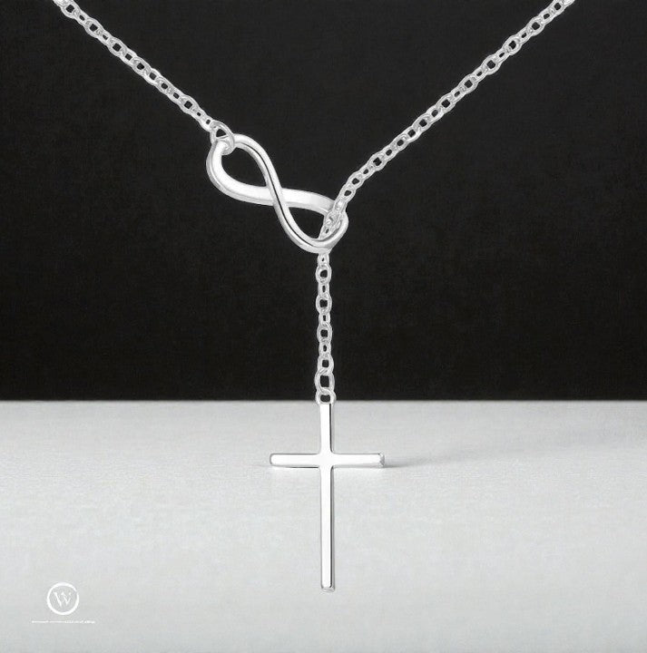 Infinite Faith Cross Necklace - Stainless Steel & Sterling Silver