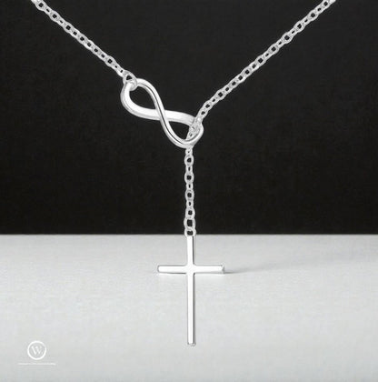 Infinite Faith Cross Necklace - Stainless Steel & Sterling Silver