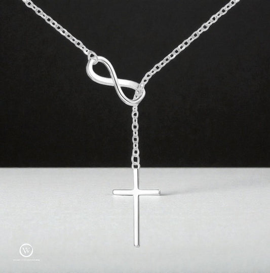 Infinite Faith Cross Necklace - Stainless Steel & Sterling Silver