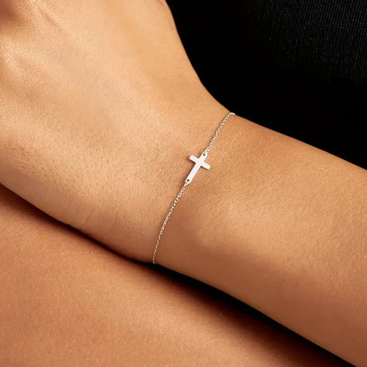 Faith Cross Bracelet (Silver & Gold)