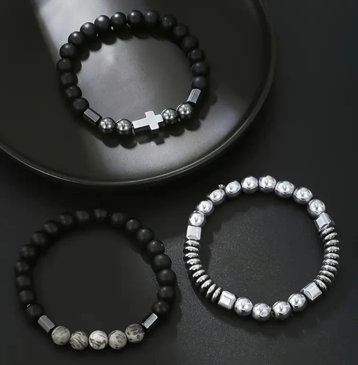 SacredStone Cross Bracelet Set