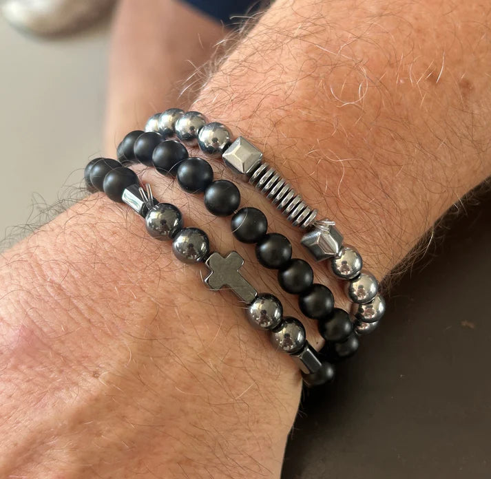 SacredStone Cross Bracelet Set