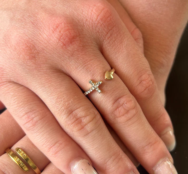 Love Anchored in Faith Ring (Silver & Gold)