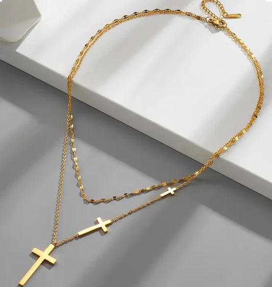 Divine Unity Linked-Cross Necklace (Gold)
