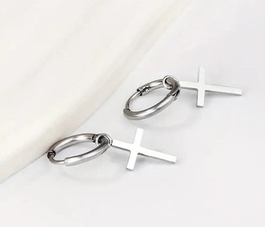Anchored in Faith Cross Earrings (Silver & Gold)