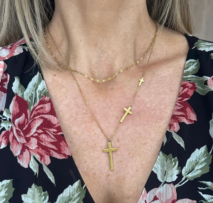 Divine Unity Linked-Cross Necklace (Gold)