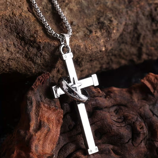 Men's Crowned in Faith Stainless Steel Necklace