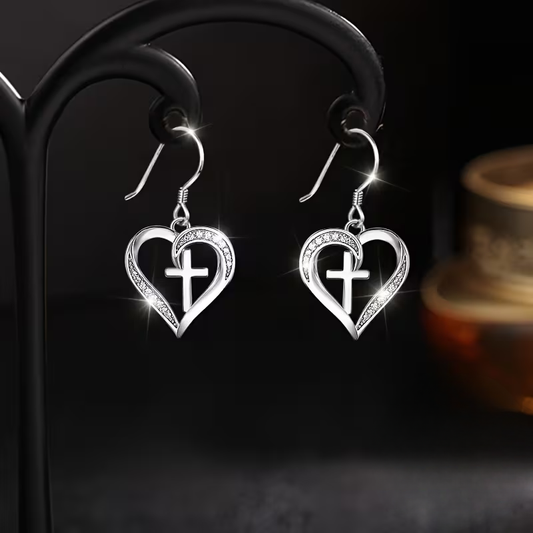 Eternal Love Cross Earrings S925 Sterling Silver