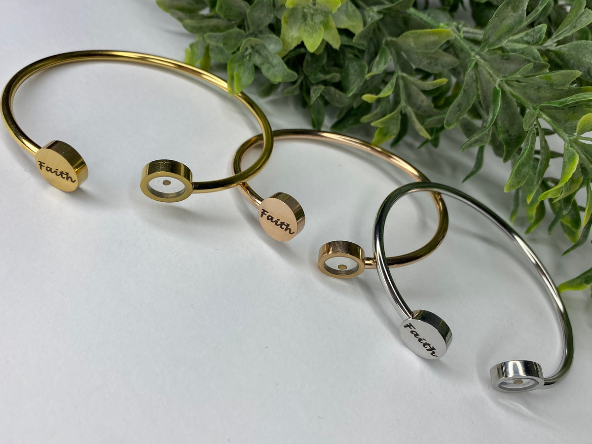 “Walk by Faith” Mustard Seed & Cross Bracelet