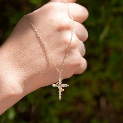 Crowned in Faith Cross Necklace (Gold & Silver)