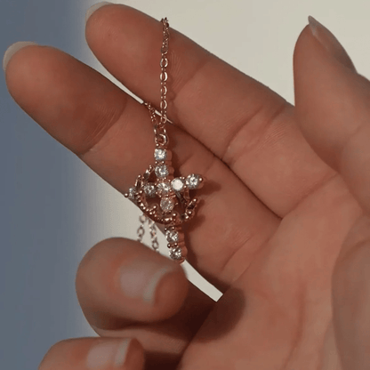 Limited Edition: Crowned in Faith Cross Necklace — Rose Gold